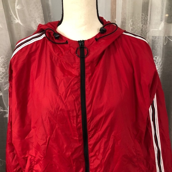 Garage  red windbreaker striped sleeves SZ L - Picture 8 of 14